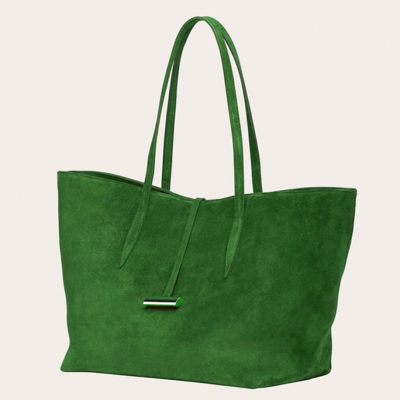 Green Little Liffner Penne Suede Women's Tote Bag | LBVRIZ-560