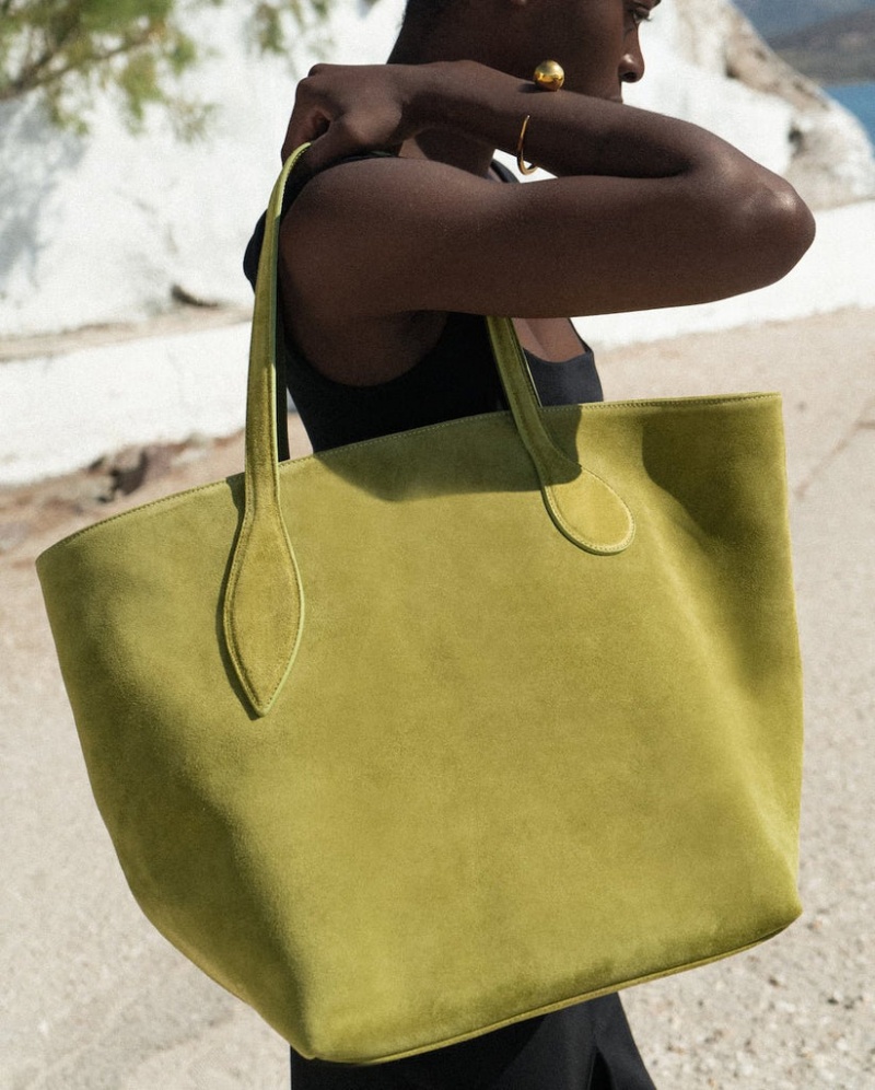 Green Little Liffner Sprout Suede Women's Tote Bag | POHABX-015