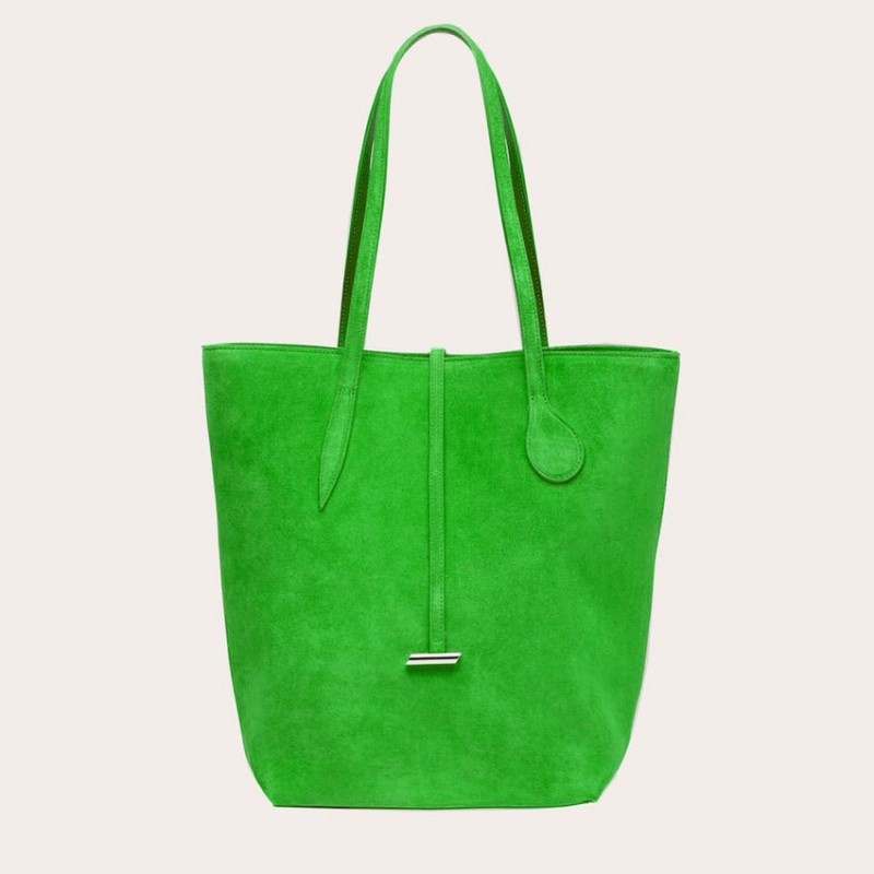 Green Little Liffner Tall Sprout Suede Women\'s Tote Bag | LFSHUP-704