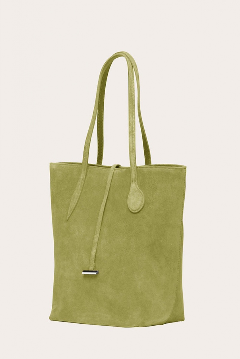 Green Little Liffner Tall Sprout Suede Women's Tote Bag | KGQMNL-534