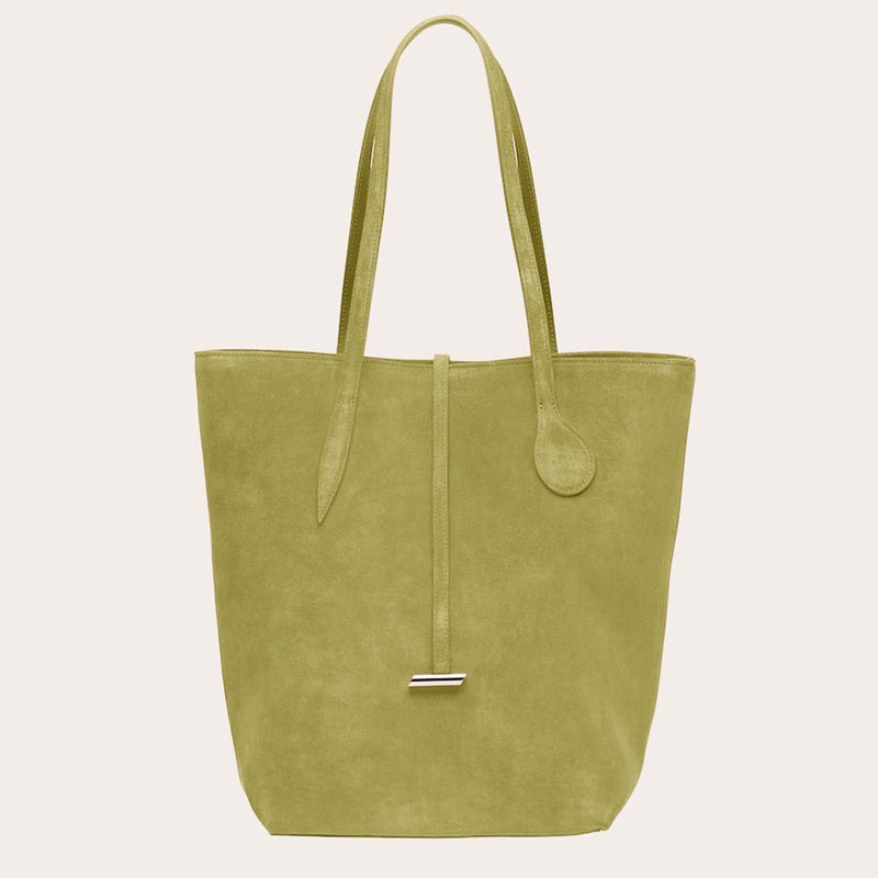 Green Little Liffner Tall Sprout Suede Women\'s Tote Bag | KGQMNL-534