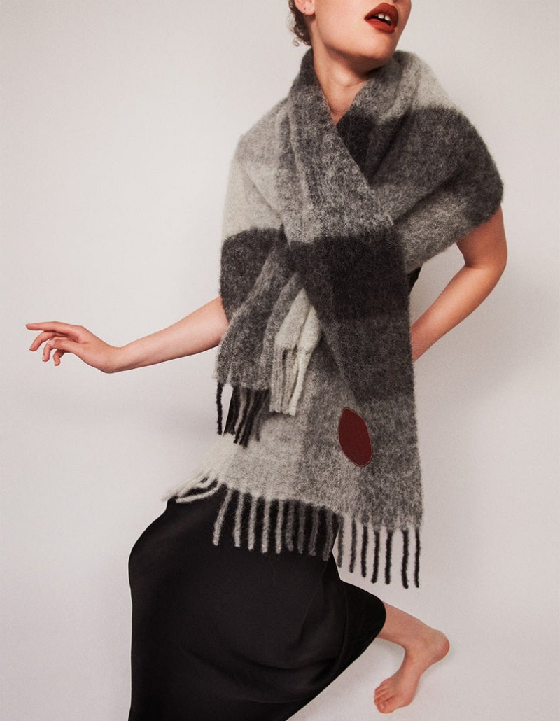 Grey Little Liffner Pull Through Check Women's Scarf | CQDJEB-834