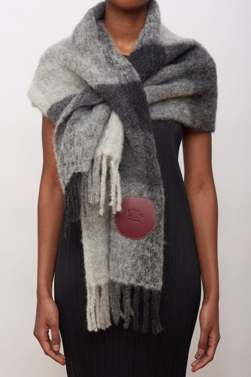 Grey Little Liffner Pull Through Check Women's Scarf | CQDJEB-834