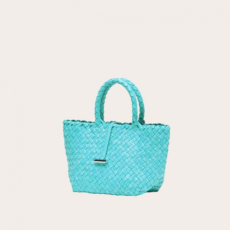 Light Blue Little Liffner Mini Leather Basket Women's Tote Bag | UZKBFN-853