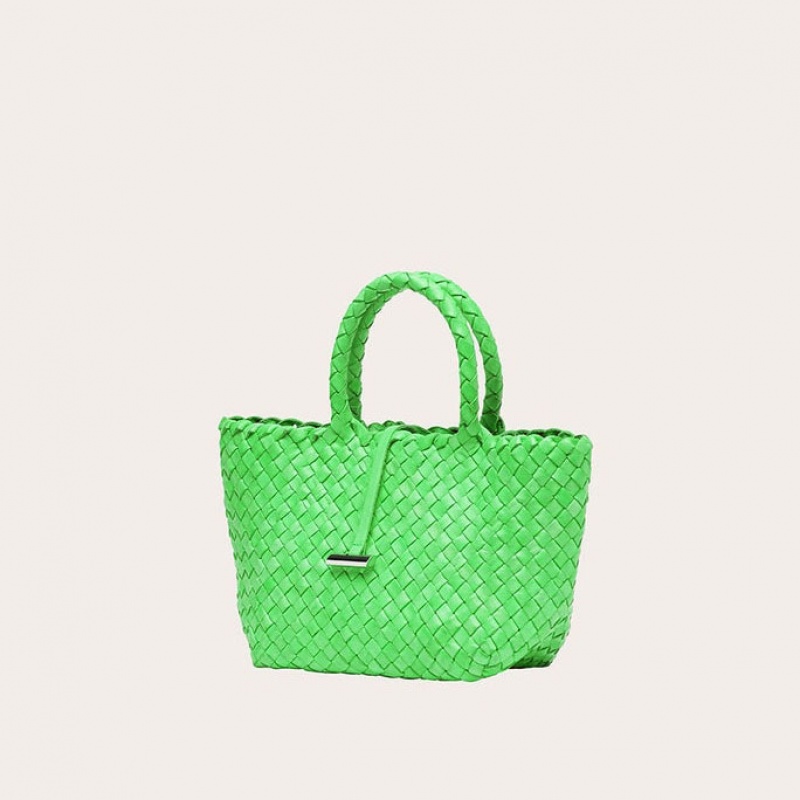 Light Green Little Liffner Mini Leather Basket Women's Tote Bag | UERNCJ-316