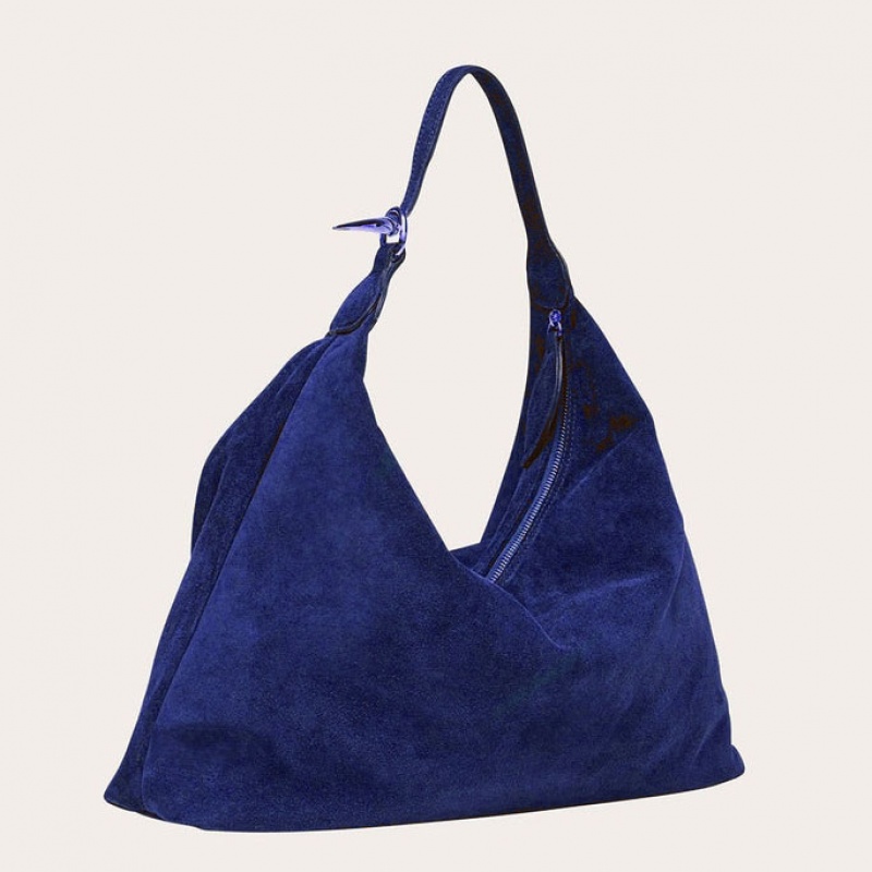 Navy Little Liffner Pillow Suede Women's Shoulder Bag | QILBDC-192