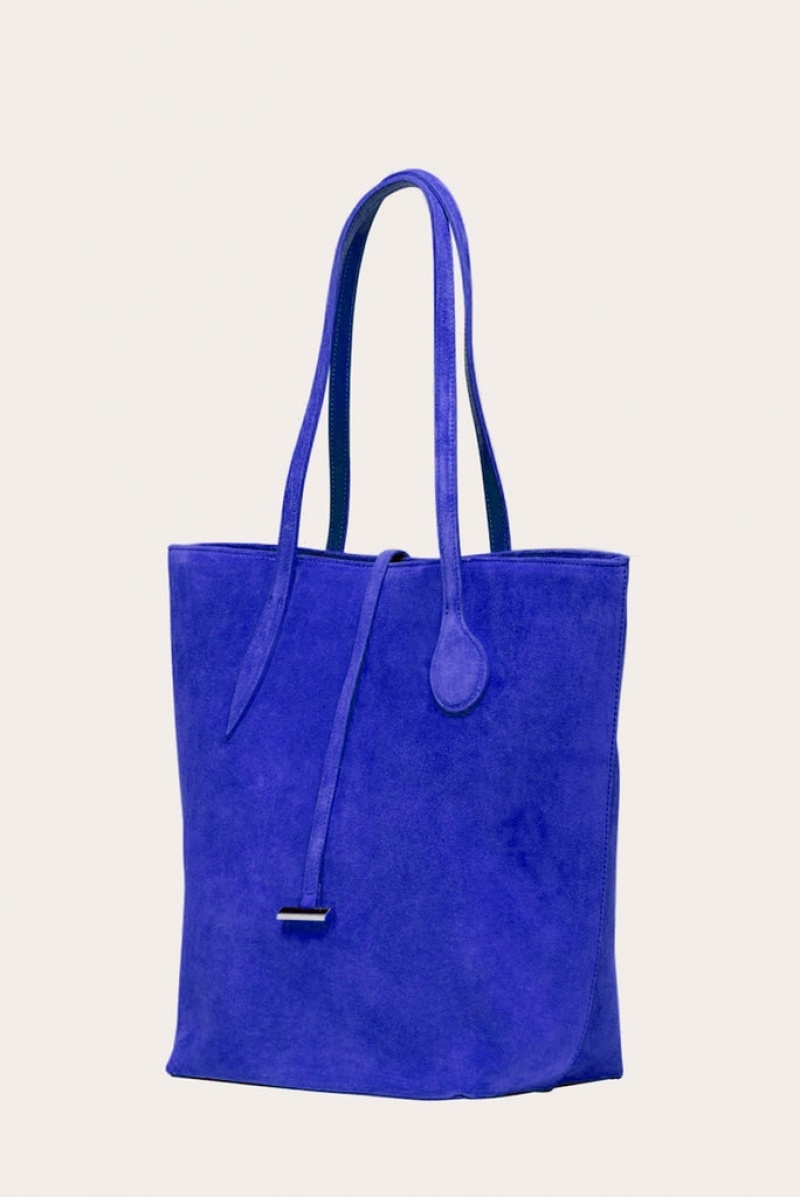 Navy Little Liffner Tall Sprout Suede Women's Tote Bag | WLUOFN-752