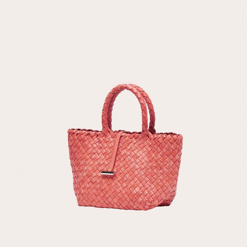 Orange Little Liffner Mini Leather Basket Women's Tote Bag | NRXIJZ-197