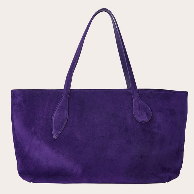 Purple Little Liffner Mega Sprout Suede Women\'s Tote Bag | IPCJFU-376