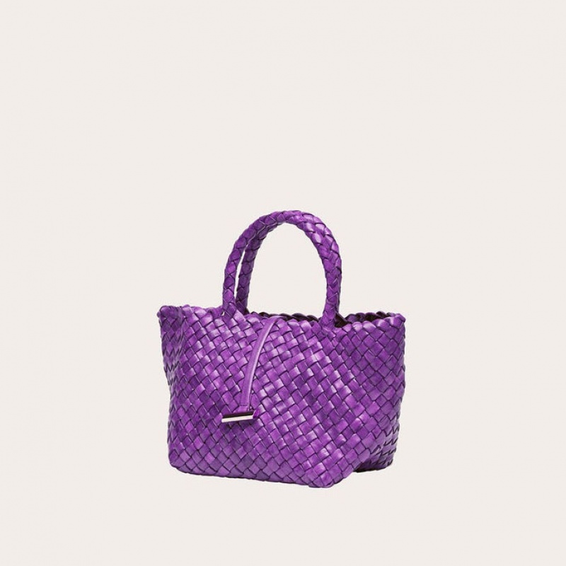 Purple Little Liffner Mini Leather Basket Women's Tote Bag | PKBRZJ-120