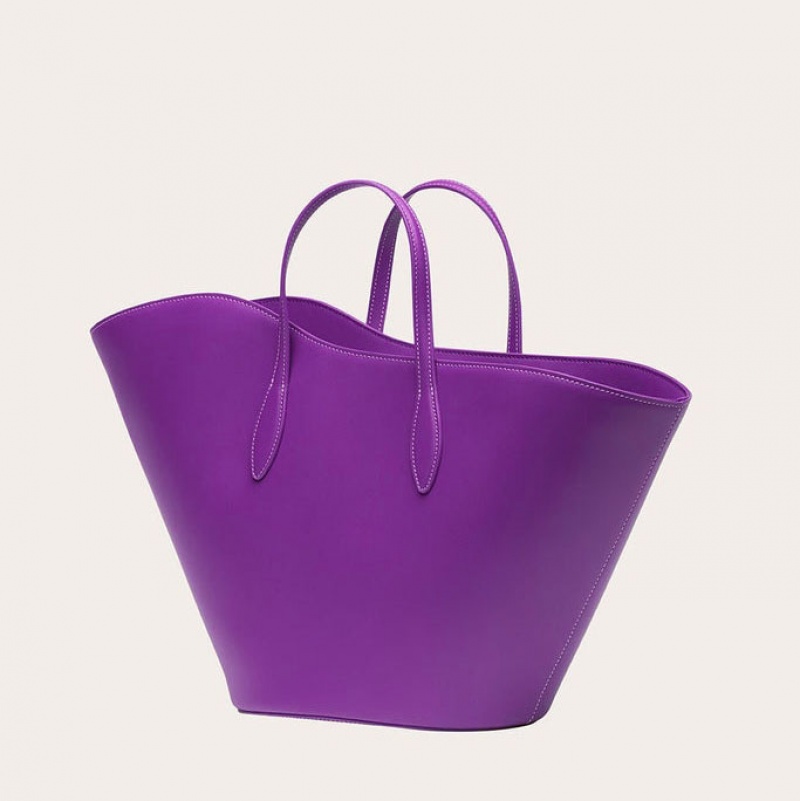 Purple Little Liffner Open Tulip Medium Women's Tote Bag | WXCLYP-095