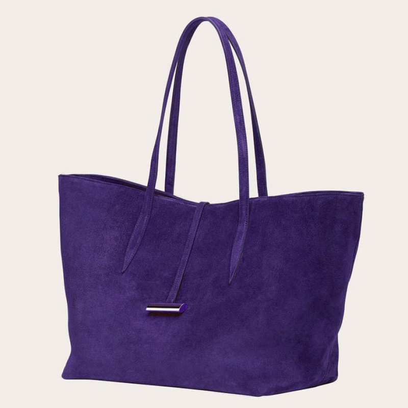 Purple Little Liffner Penne Suede Women's Tote Bag | ZHQXLO-538