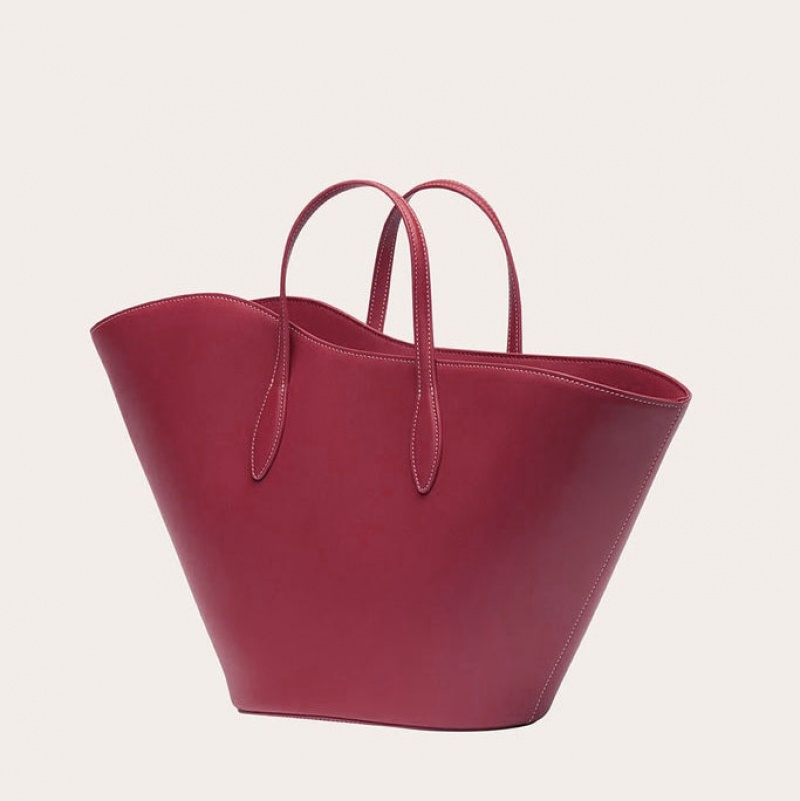 Red Little Liffner Open Tulip Medium Women's Tote Bag | KBWSHM-320