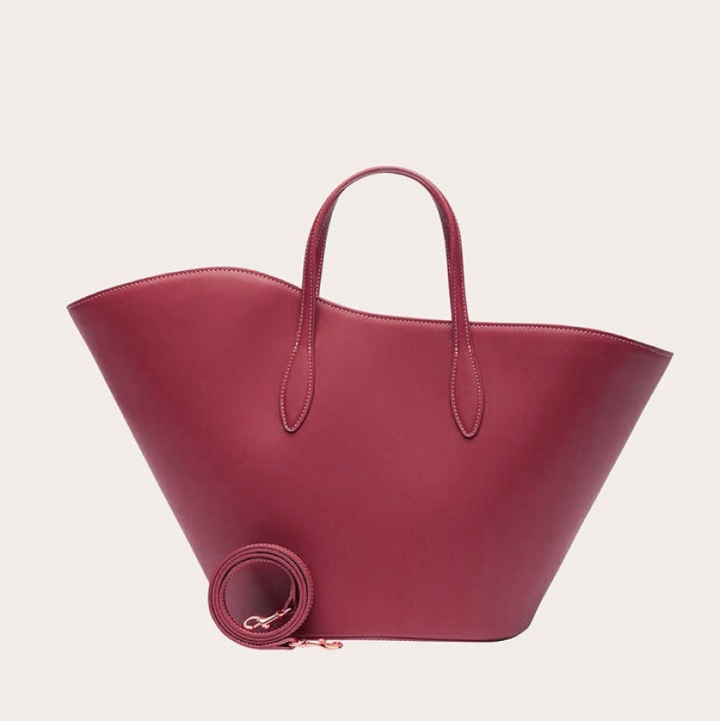 Red Little Liffner Open Tulip Medium Women's Tote Bag | KBWSHM-320