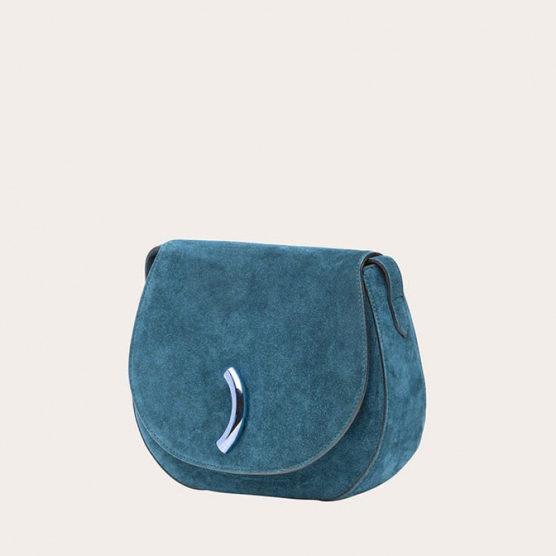 Turquoise Little Liffner Maccheroni Suede Women's Saddle Bags | DGKUFH-730