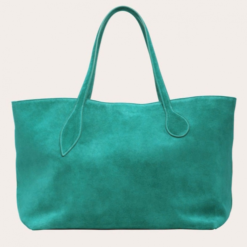 Turquoise Little Liffner Mega Sprout Suede Women\'s Tote Bag | LKNXUG-709