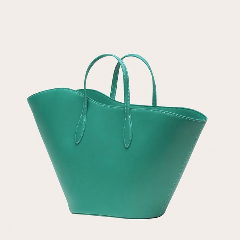 Turquoise Little Liffner Open Tulip Medium Women's Tote Bag | ZNYFSG-087