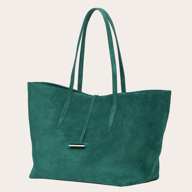 Turquoise Little Liffner Penne Suede Women's Tote Bag | MBYUIJ-963