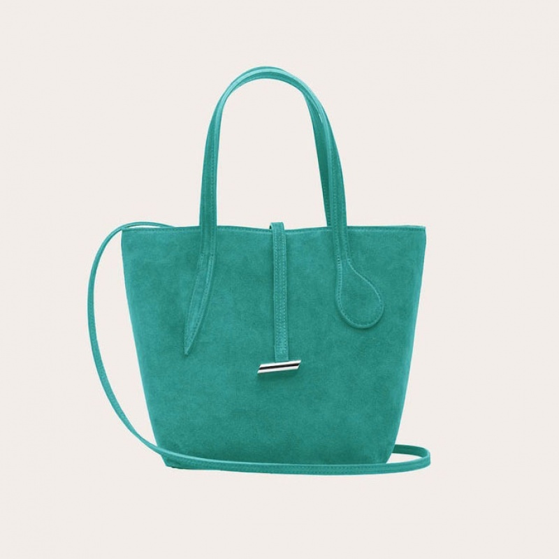 Turquoise Little Liffner Sprout Mini Suede Women\'s Tote Bag | PYBGSC-063