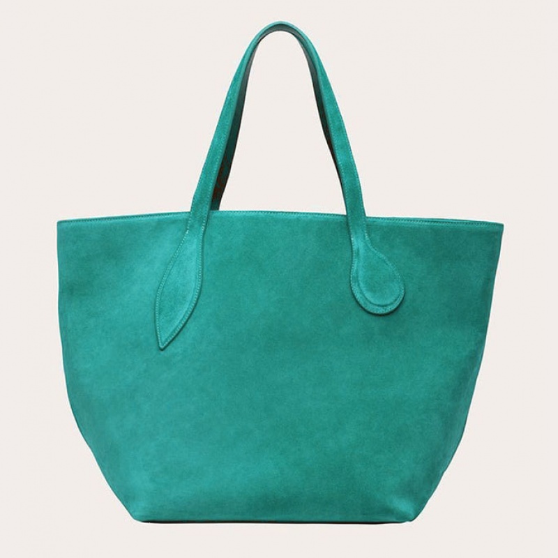 Turquoise Little Liffner Sprout Suede Women\'s Tote Bag | AWJKZU-584