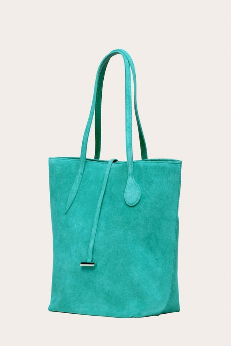 Turquoise Little Liffner Tall Sprout Suede Women's Tote Bag | BJITHZ-603