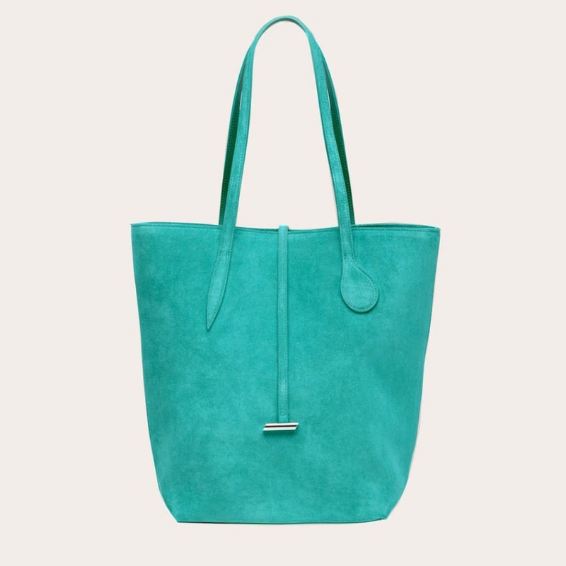 Turquoise Little Liffner Tall Sprout Suede Women\'s Tote Bag | BJITHZ-603