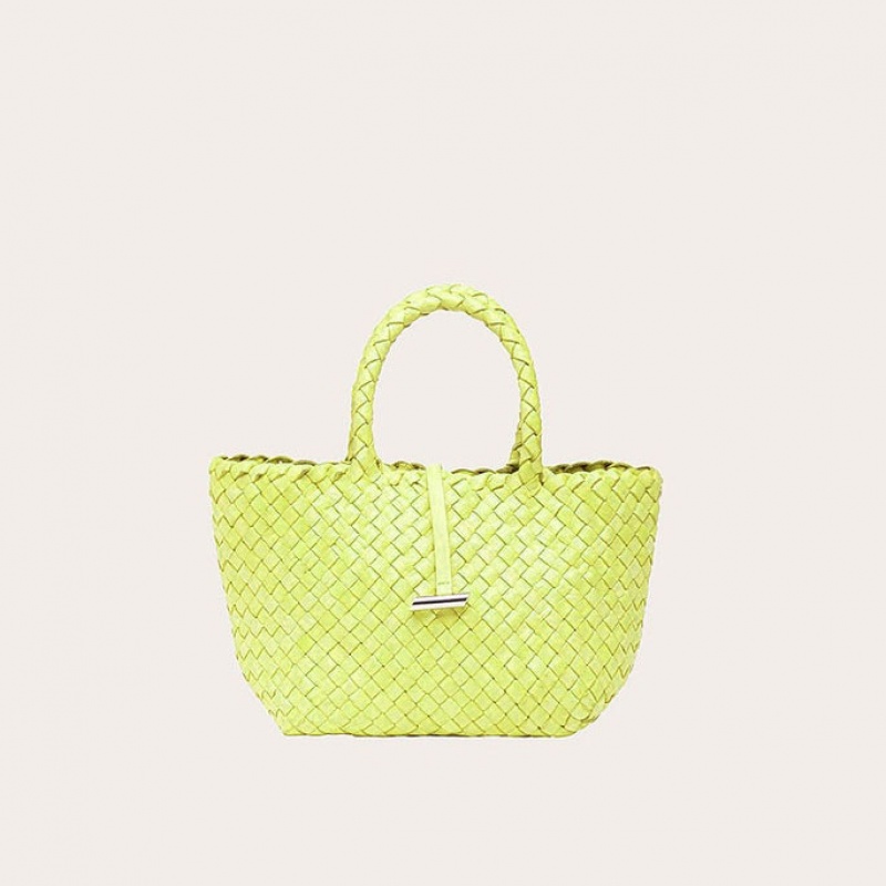 Yellow Little Liffner Mini Leather Basket Women\'s Tote Bag | HLDJGW-826